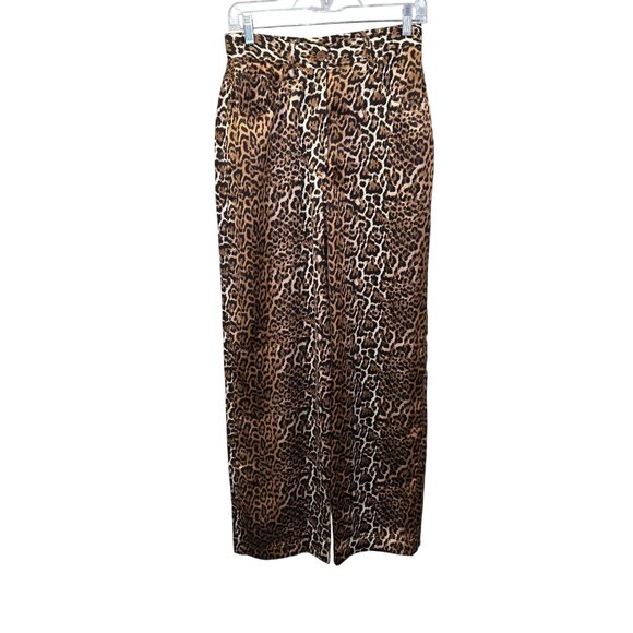 Ena Pelly Womens Cheetah Flare Pants Neutral Size 8 Polyester & Rayon Animal Pri - Picture 1 of 12